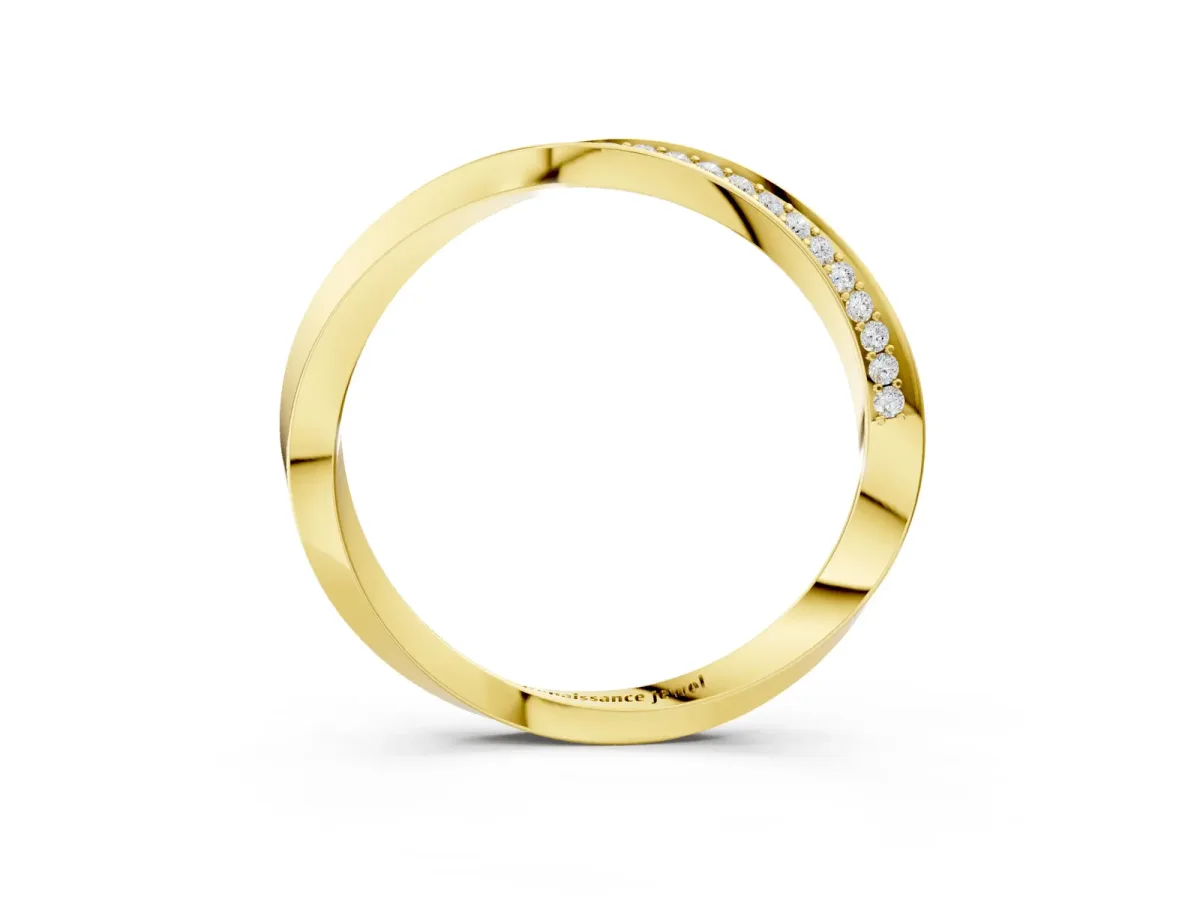 Pavé Round Diamond Twist Band Yellow gold