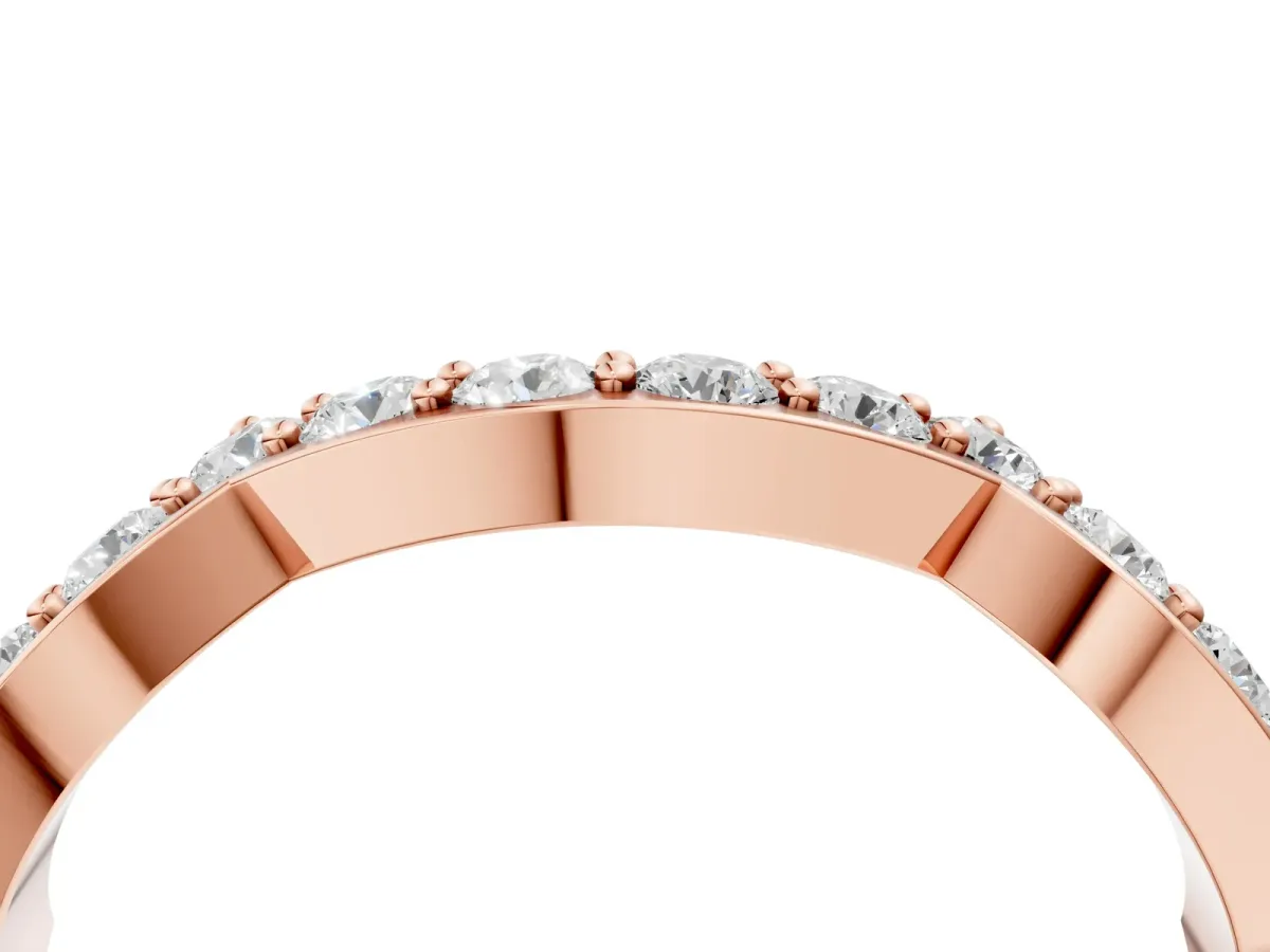 Round Diamond Pavé Zigzag Eternity Band Rose gold