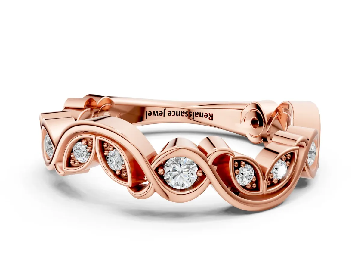 Marquise and Round Diamond Infinity Eternity Band with Bezel Setting Rose gold