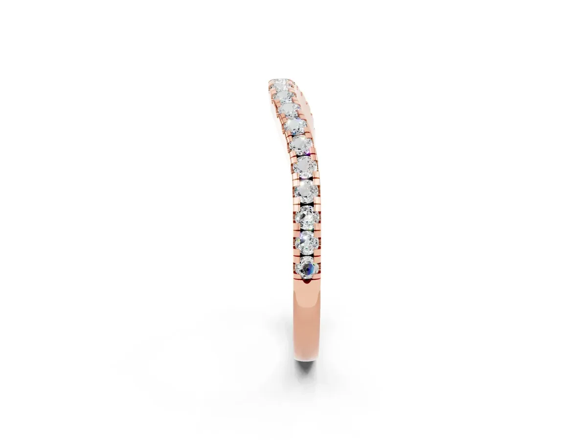Round Moissanite Pavé Half Eternity Band with Shared Prong Setting Rose gold