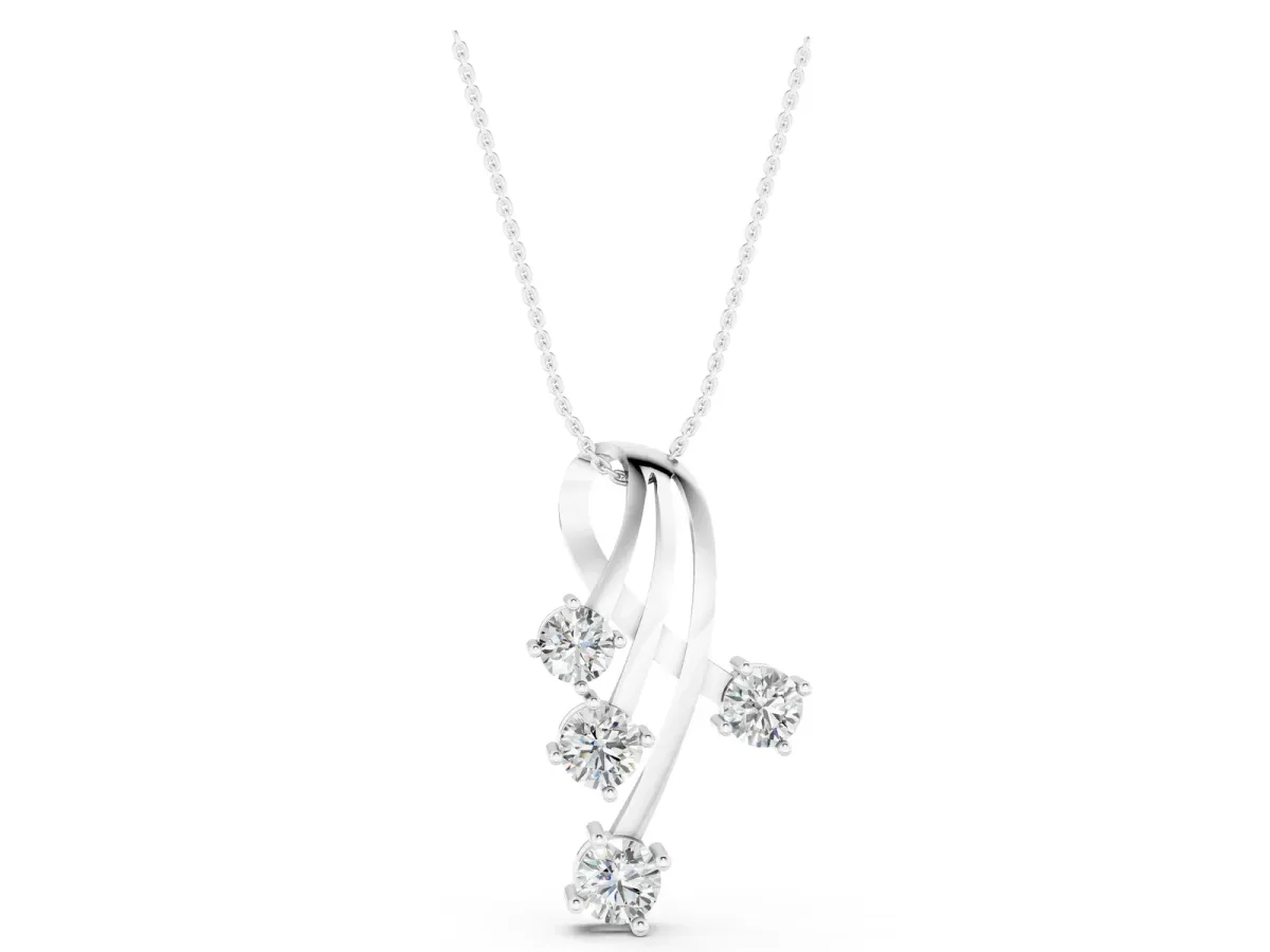 Four-Stone Round Diamond Prong-Set Pendant Silver