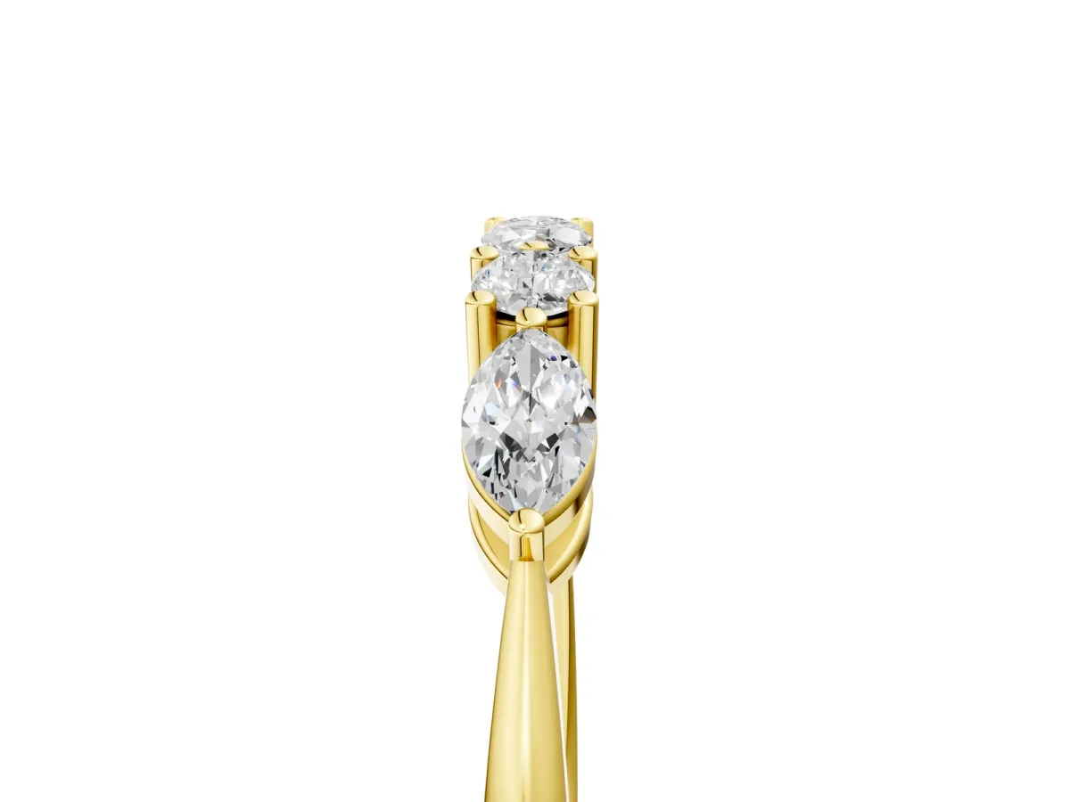 Prong Set Round Diamond Half-Eternity Band Yellow gold