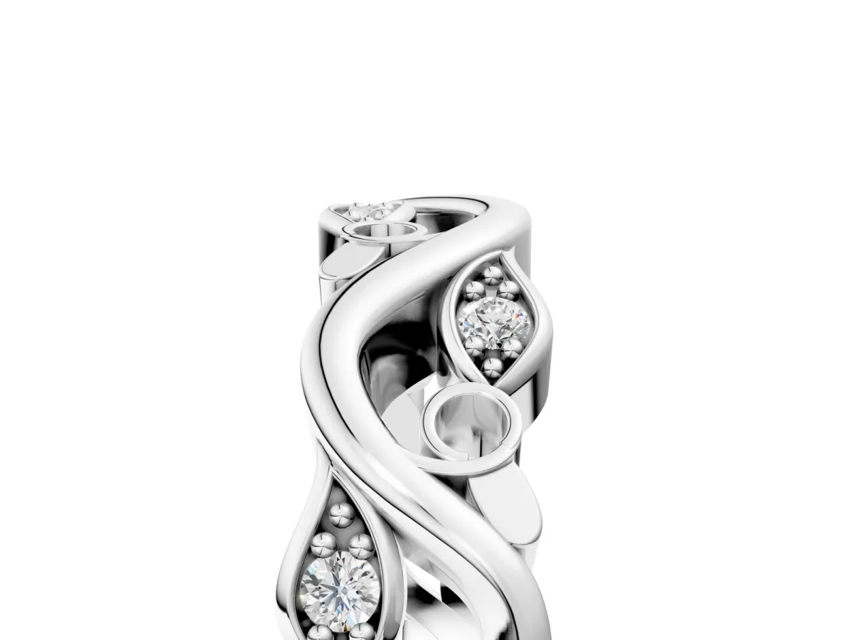 Marquise Diamond Vine Eternity Band with Bezel Setting Silver