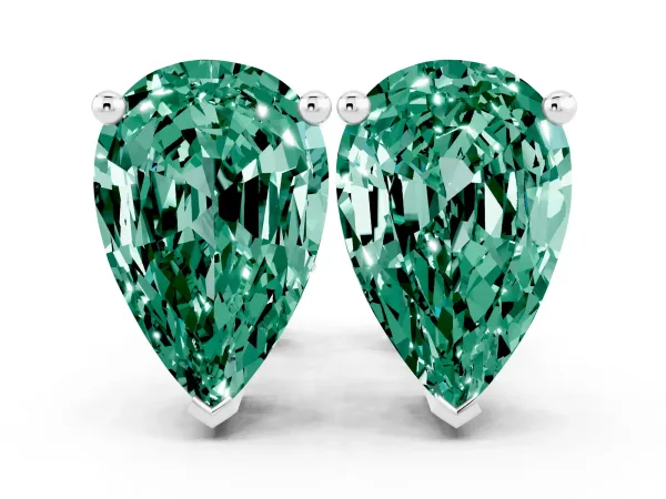 Pear Cut Green Sapphire Stud Earrings Platinum