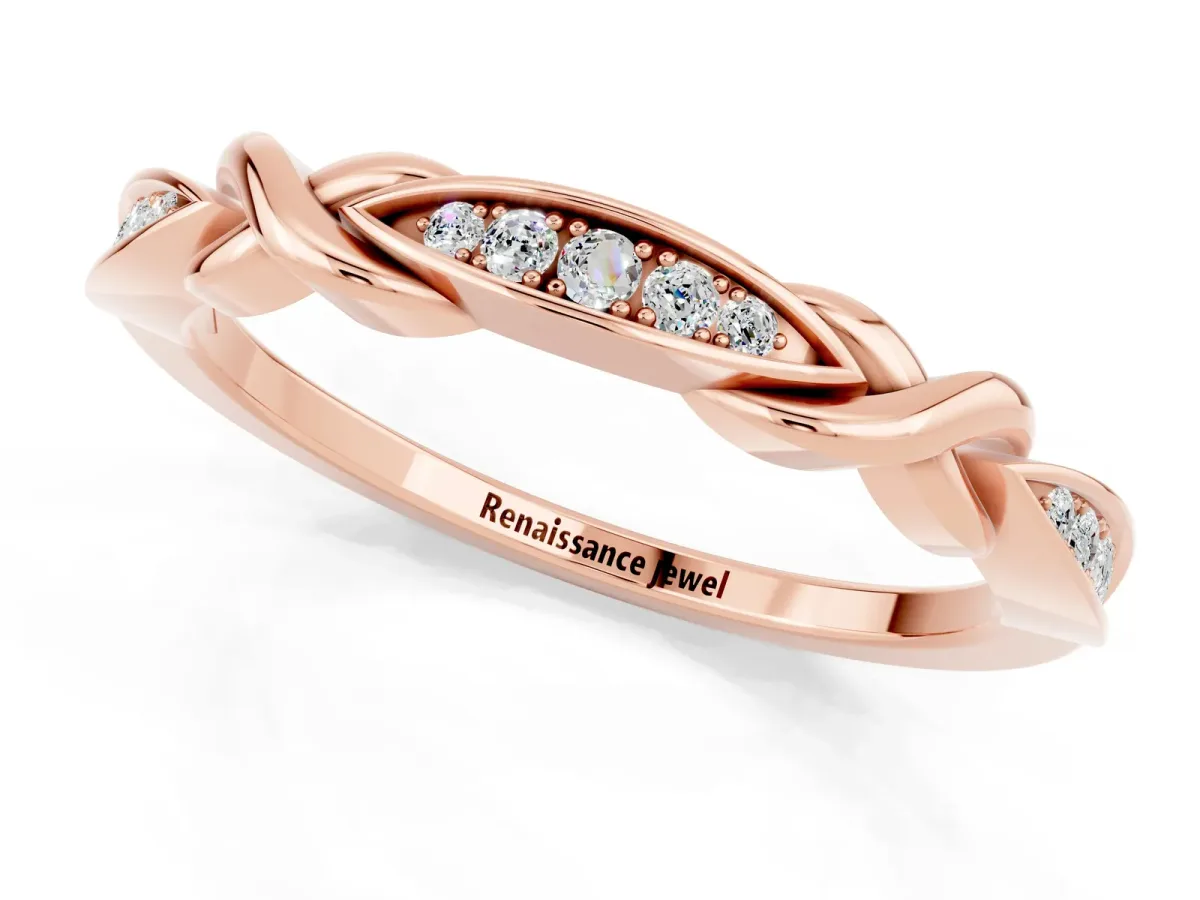 Twisted Marquise Moissanite Pavé Band with Shared Prong Setting Rose gold