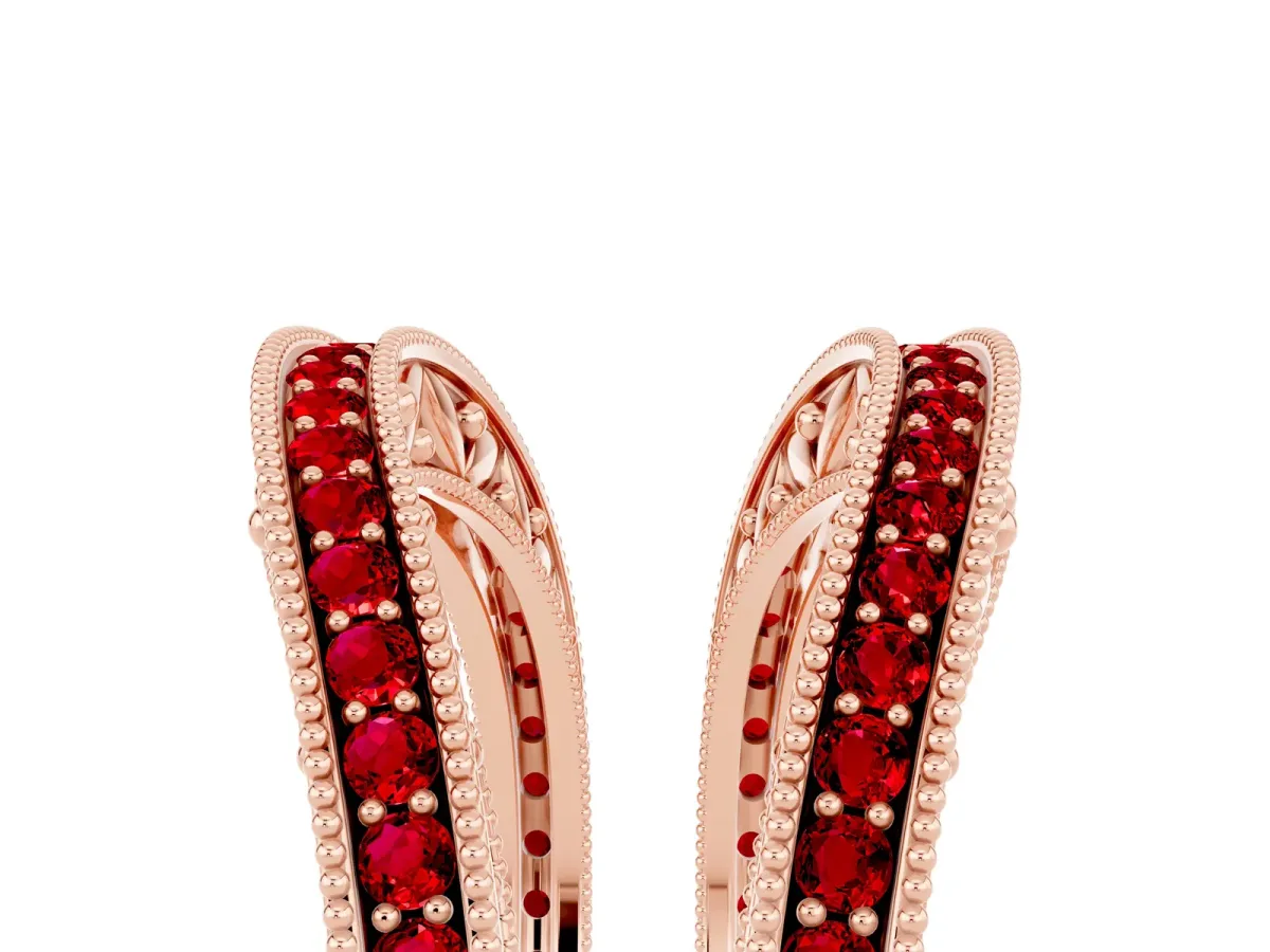 Round Ruby Milgrain Eternity Band with Channel Setting Rose gold