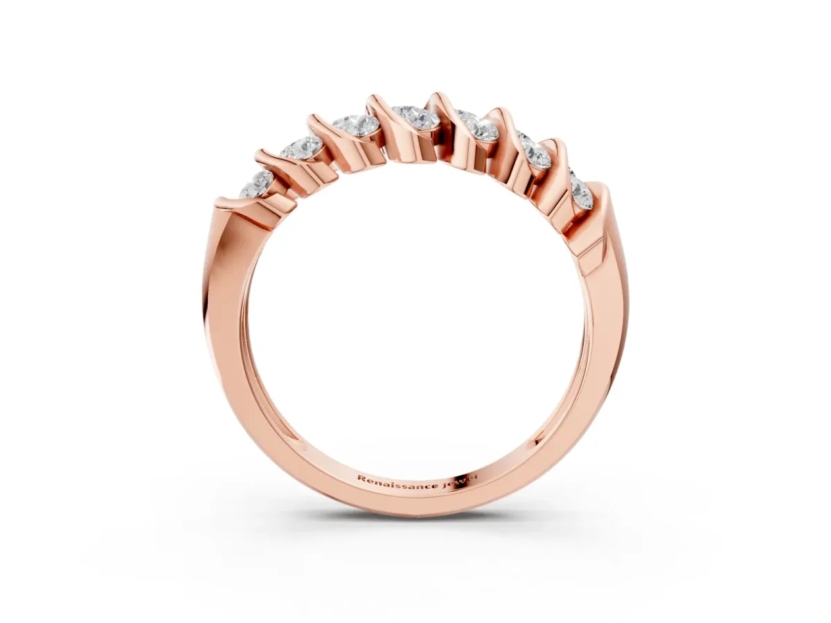 Channel Set Round Diamond Multi-Row Band Rose gold
