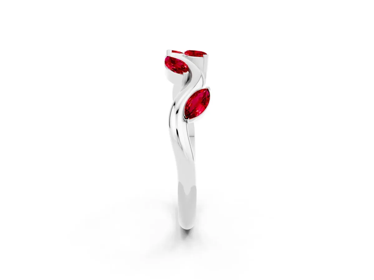 Marquise Ruby Twisted Band with Prong Setting Platinum
