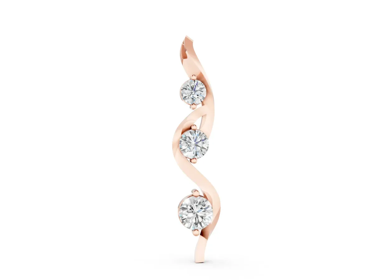 Three-Stone Round Prong-Set Swirl Pendant Rose gold