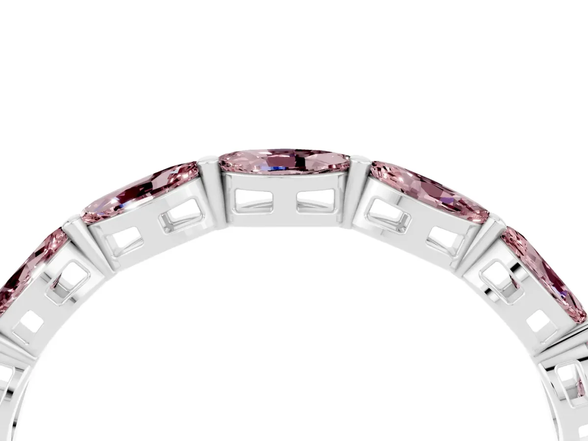 Marquise Morganite Eternity Band with U-Prong Setting Silver