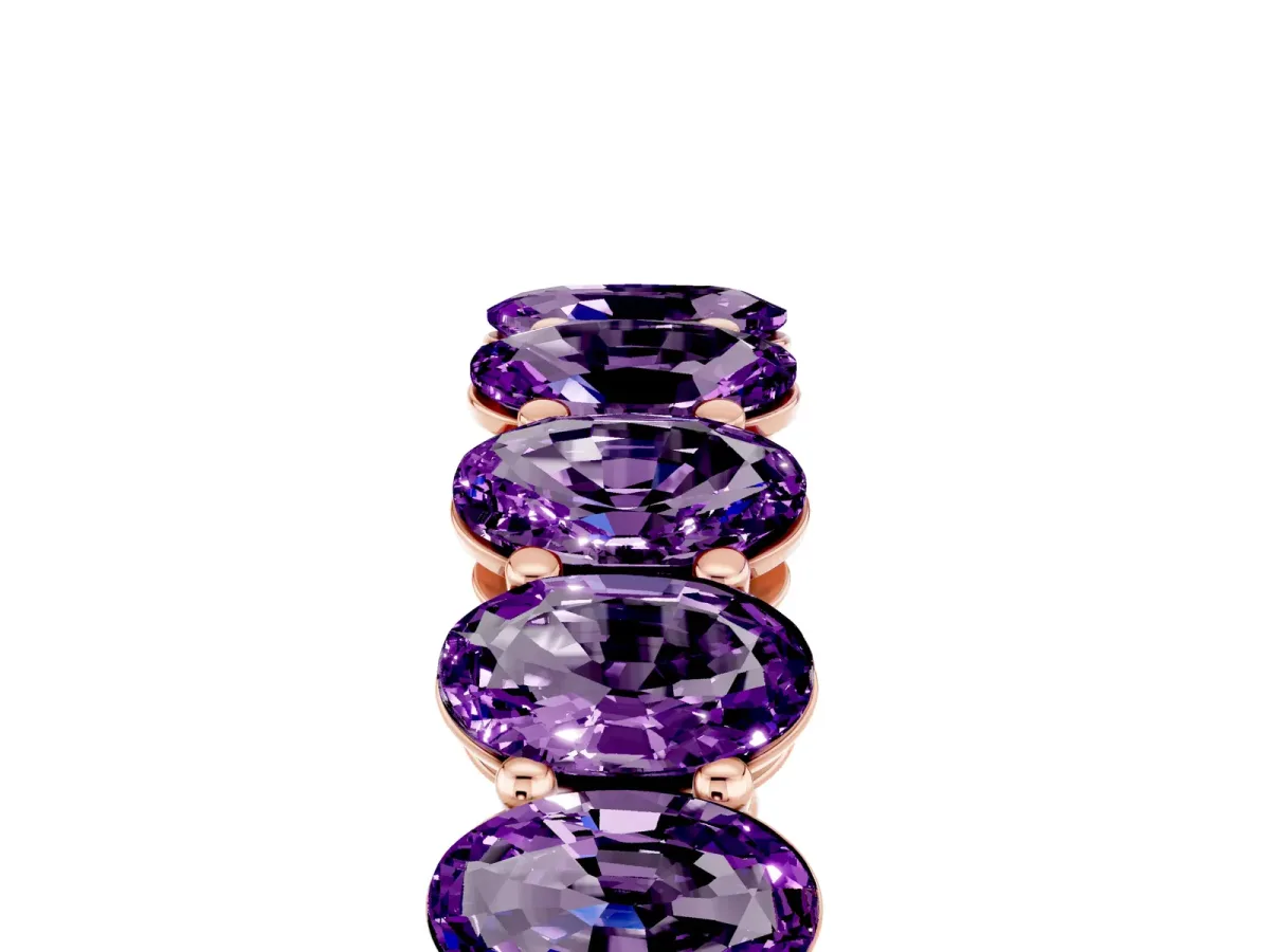 Oval Cut Amethyst Eternity Band with Shared Prong Setting Rose gold