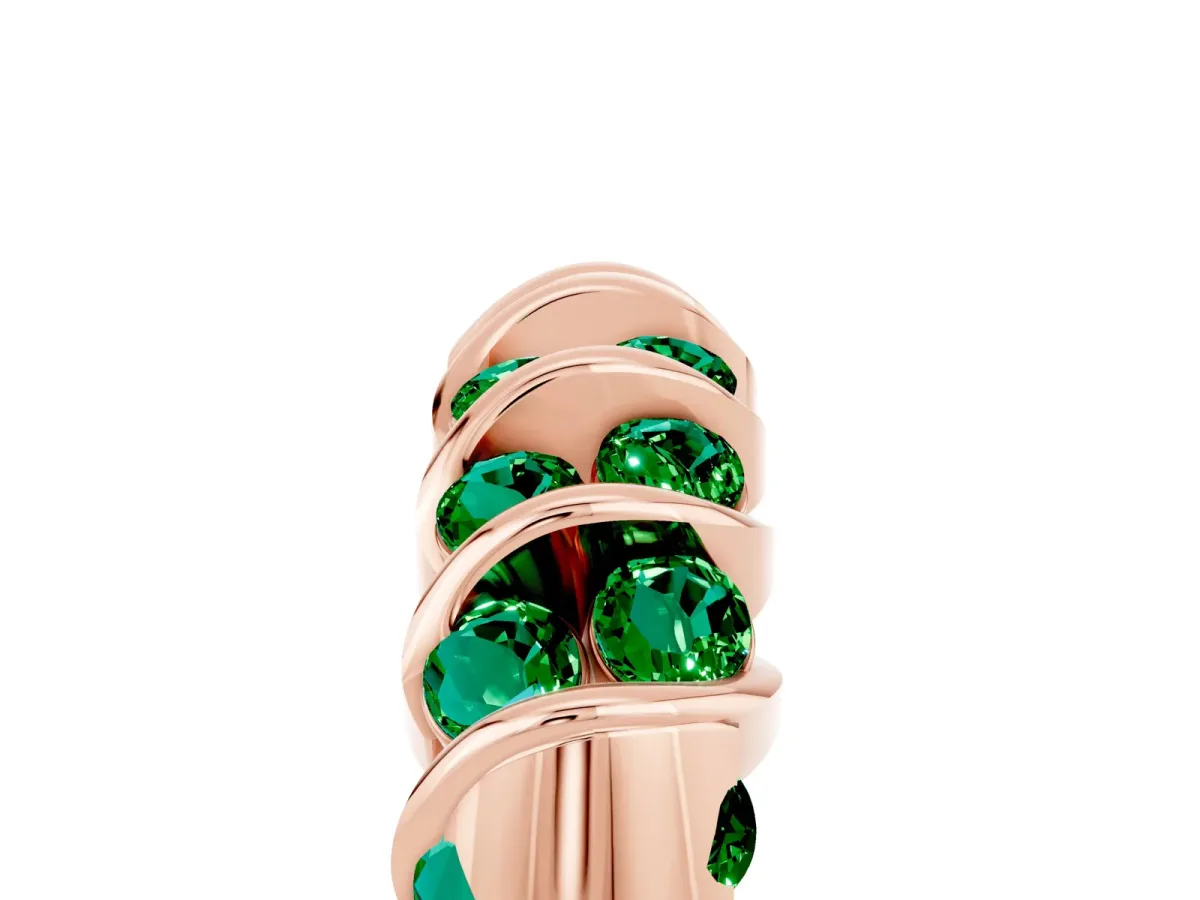 Channel Set Round Emerald Multi-Row Band Rose gold