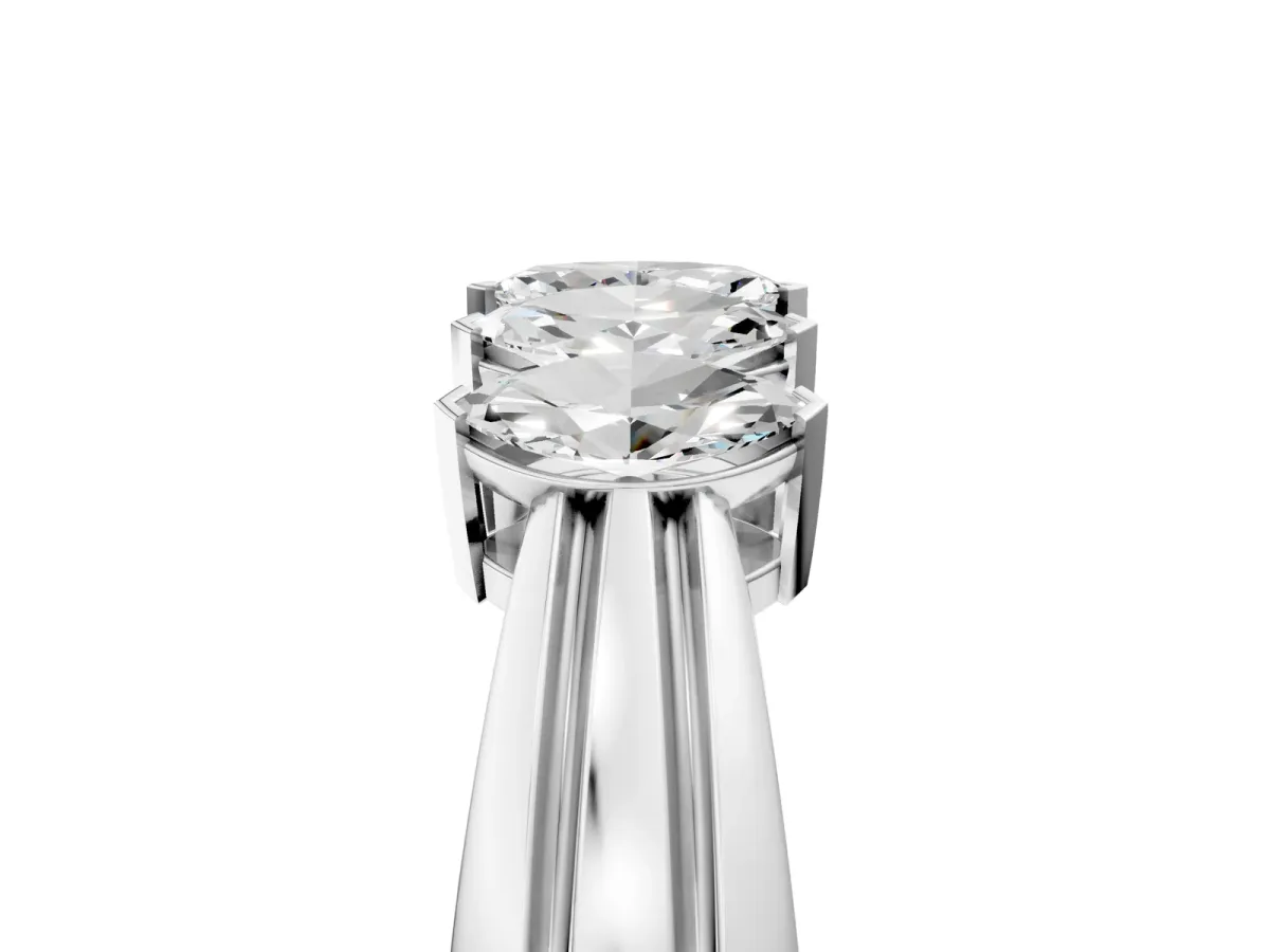 Five-Stone Marquise Diamond Split Shank Ring with Shared Prong Setting Silver