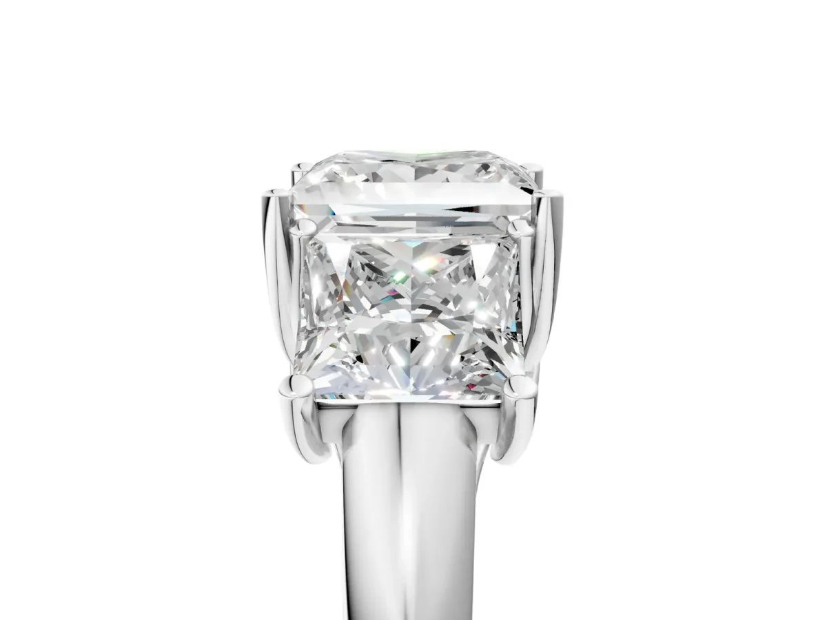 Three-Stone Princess Cut Diamond Engagement Ring with Prong Setting White gold