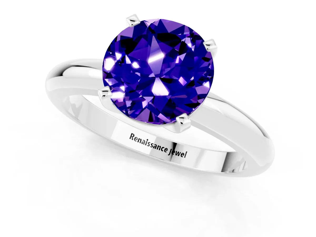 Round Tanzanite Leaf Eternity Band with Bezel Setting Platinum