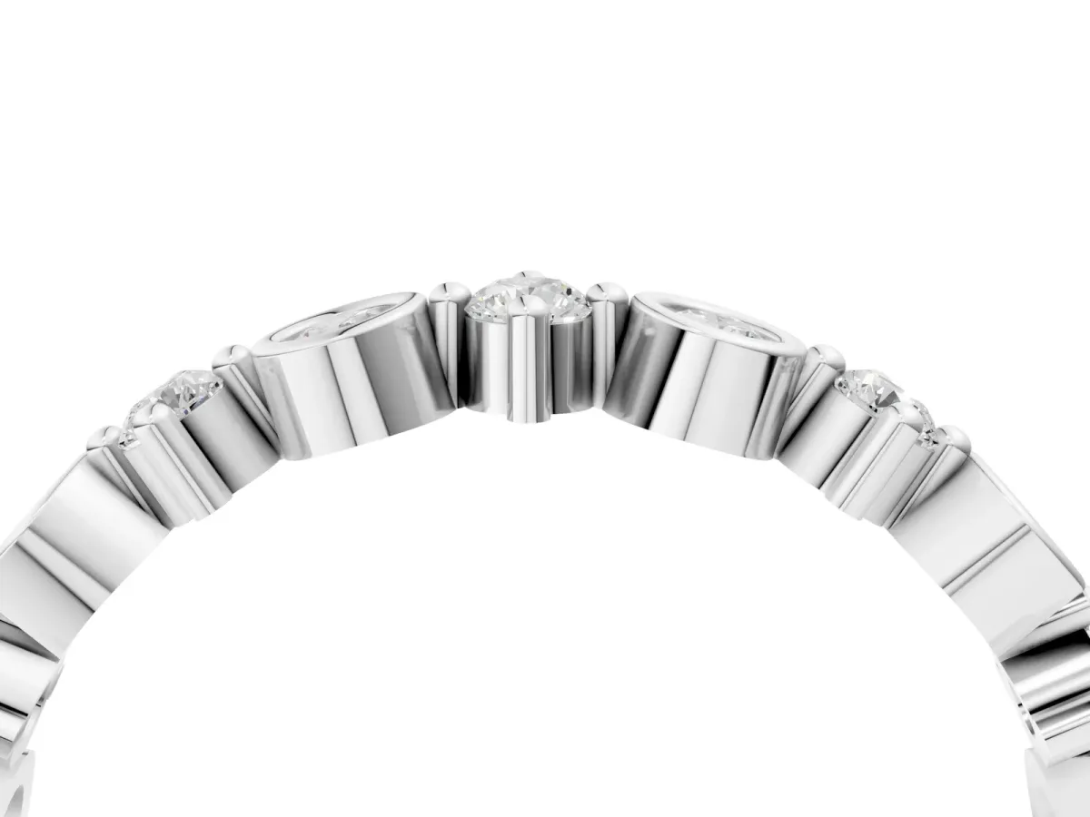 Bezel and Prong Set Round Diamond Half Eternity Band White gold