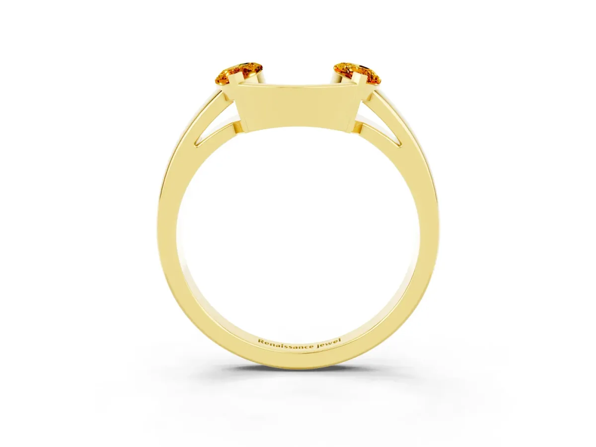 Marquise Citrine Open Band Ring with Tension Setting Yellow gold