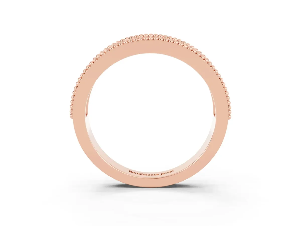 Round Ruby Twist Milgrain Band with Bezel Setting Rose gold