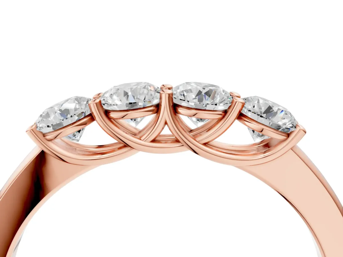 Four-Stone Round Diamond Prong-Set Band Rose gold