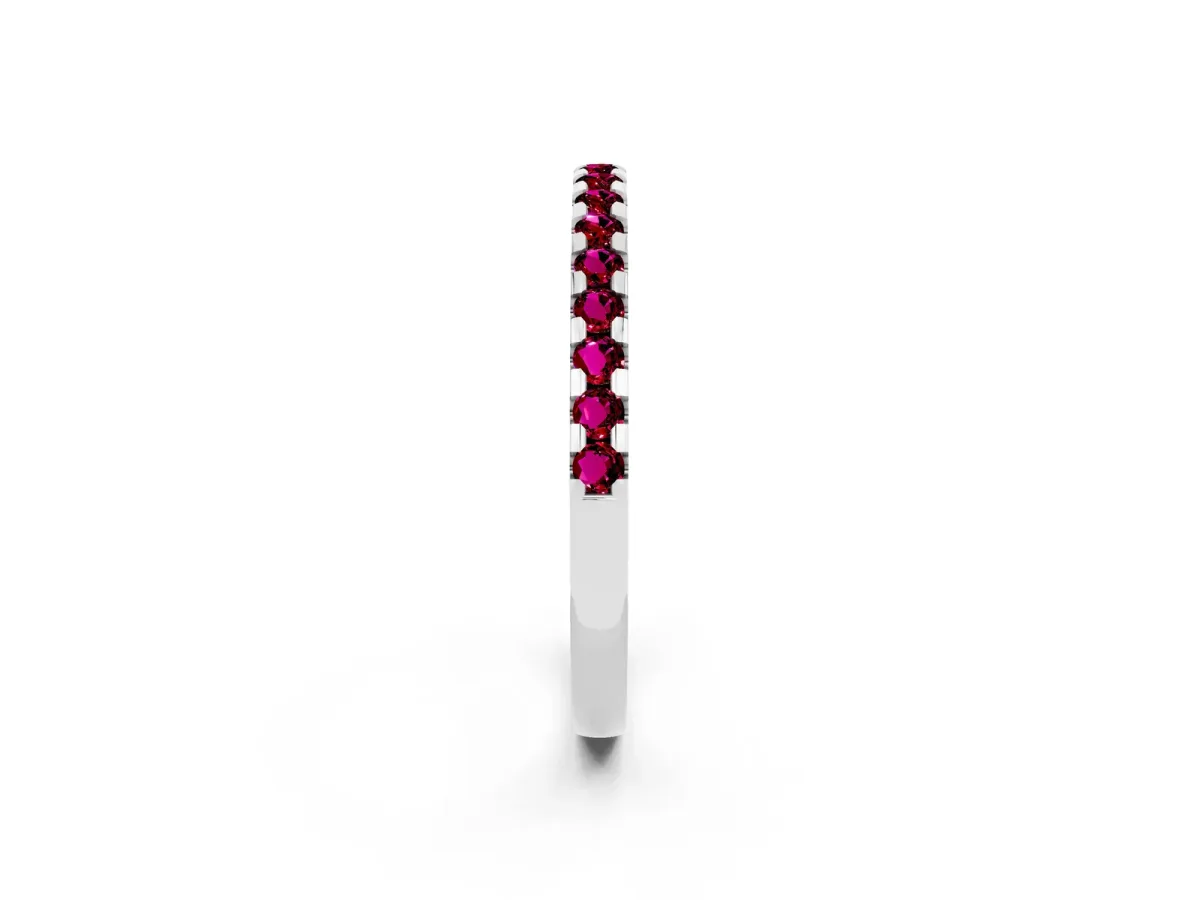 Round Garnet Pavé Set Eternity Band with Micro Prong Setting Platinum
