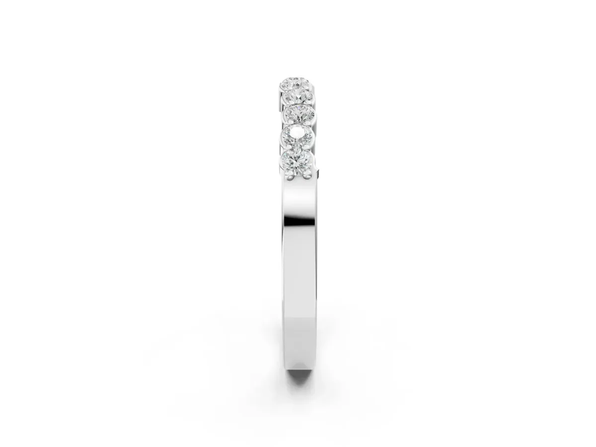 Round Diamond Half-Eternity Band with U-Prong Setting Platinum