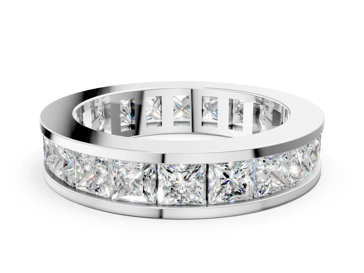 Princess Cut Eternity Band with Channel Set Platinum