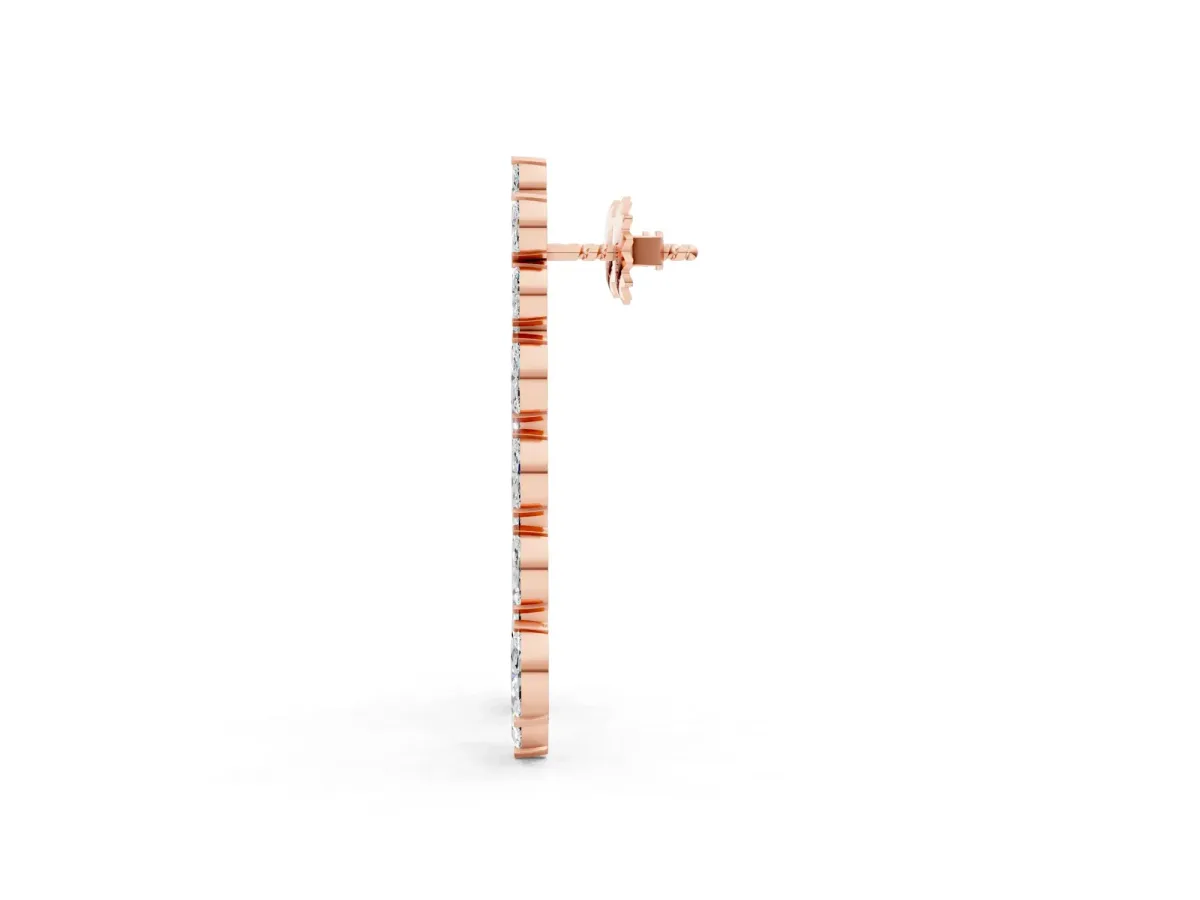Marquise Diamond Linear Drop Earrings Rose gold