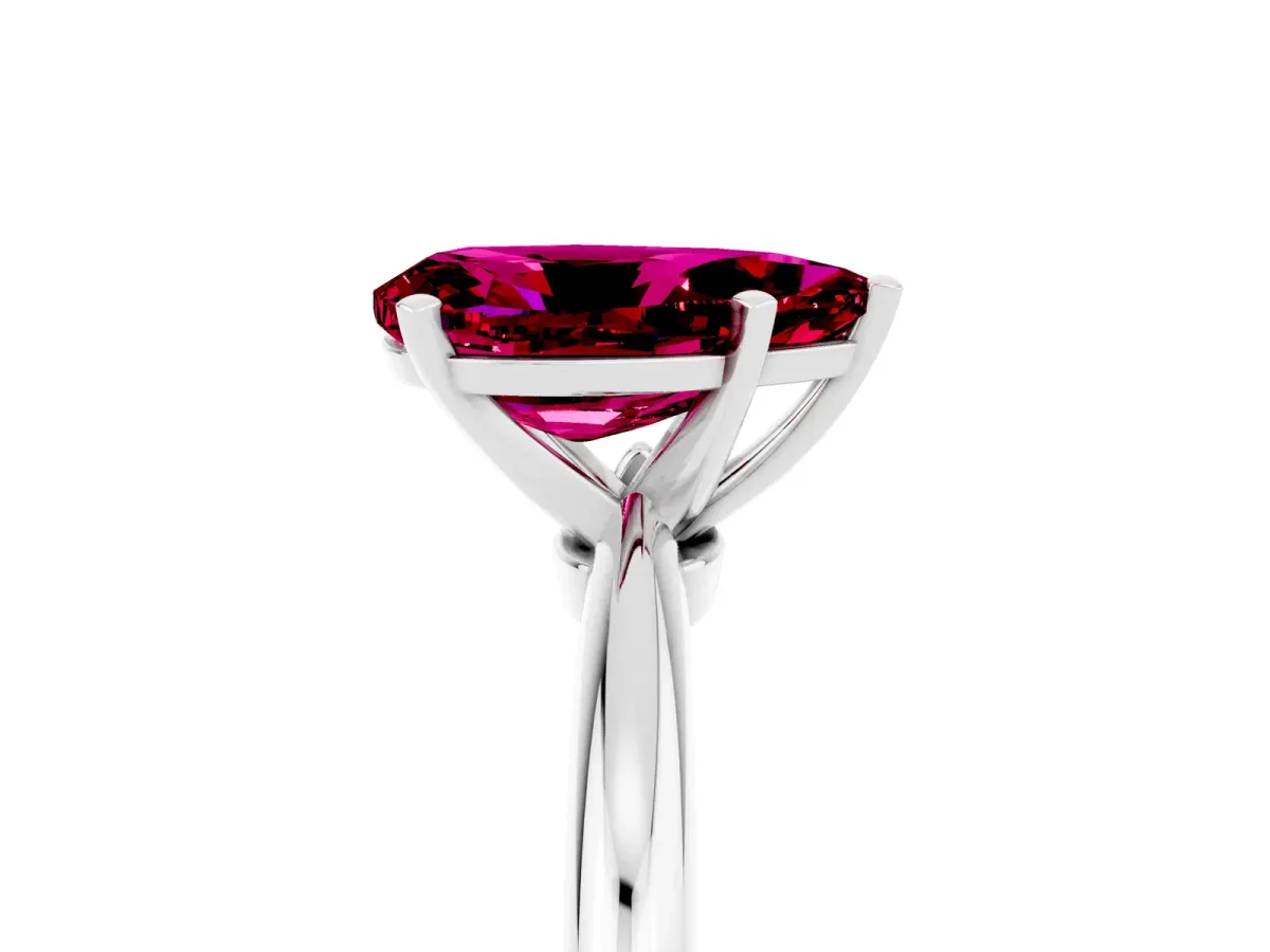 Pear Cut Garnet Solitaire Ring with Six-Prong Setting and Classic Band Silver