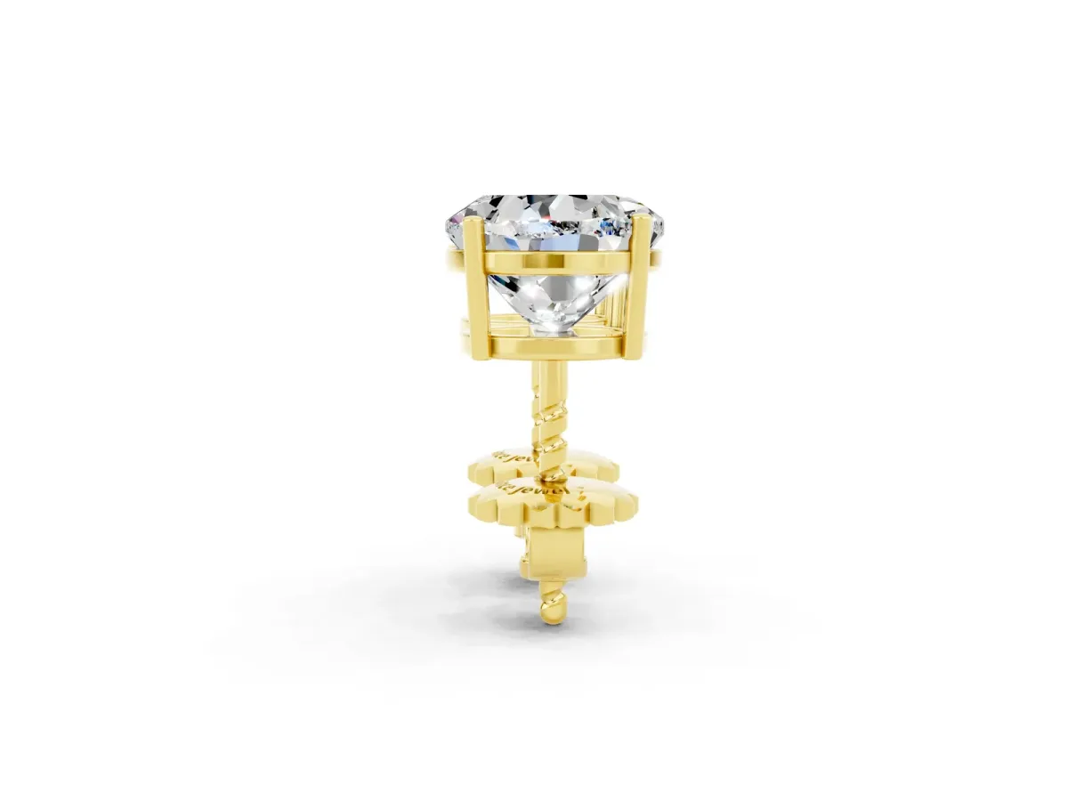 Round Cut Moissanite Stud Earrings Yellow gold