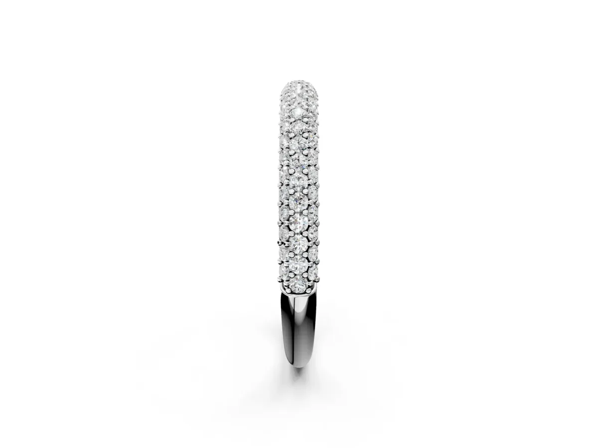 Round Diamond Pavé Eternity Band with Shared Prong Setting Silver
