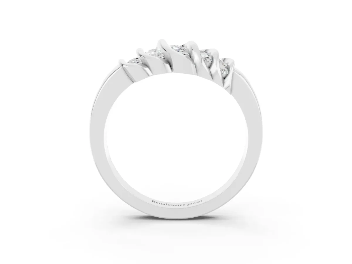 Round Moissanite Multi-Row Crossover Band White gold