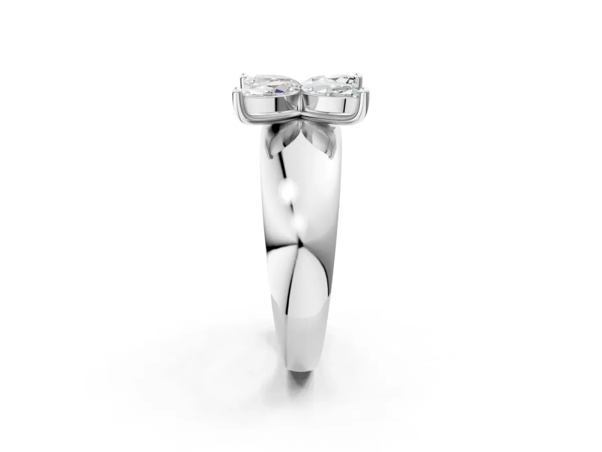 Marquise Diamond Floral Promise Ring Platinum