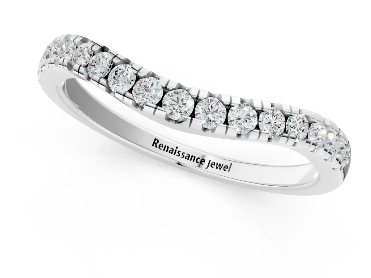 Diamond Pavé Curved Wedding Band White gold