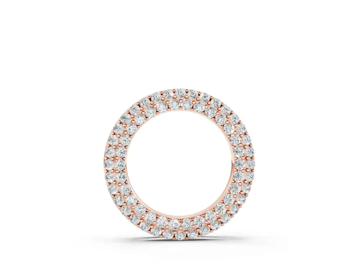 Round Pavé Diamond Circle Pendant Rose gold