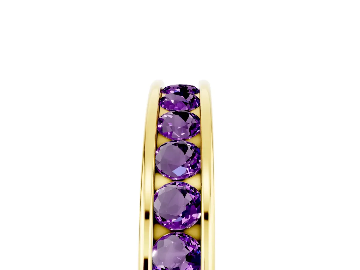 Channel Set Round Amethyst Eternity Band Yellow gold