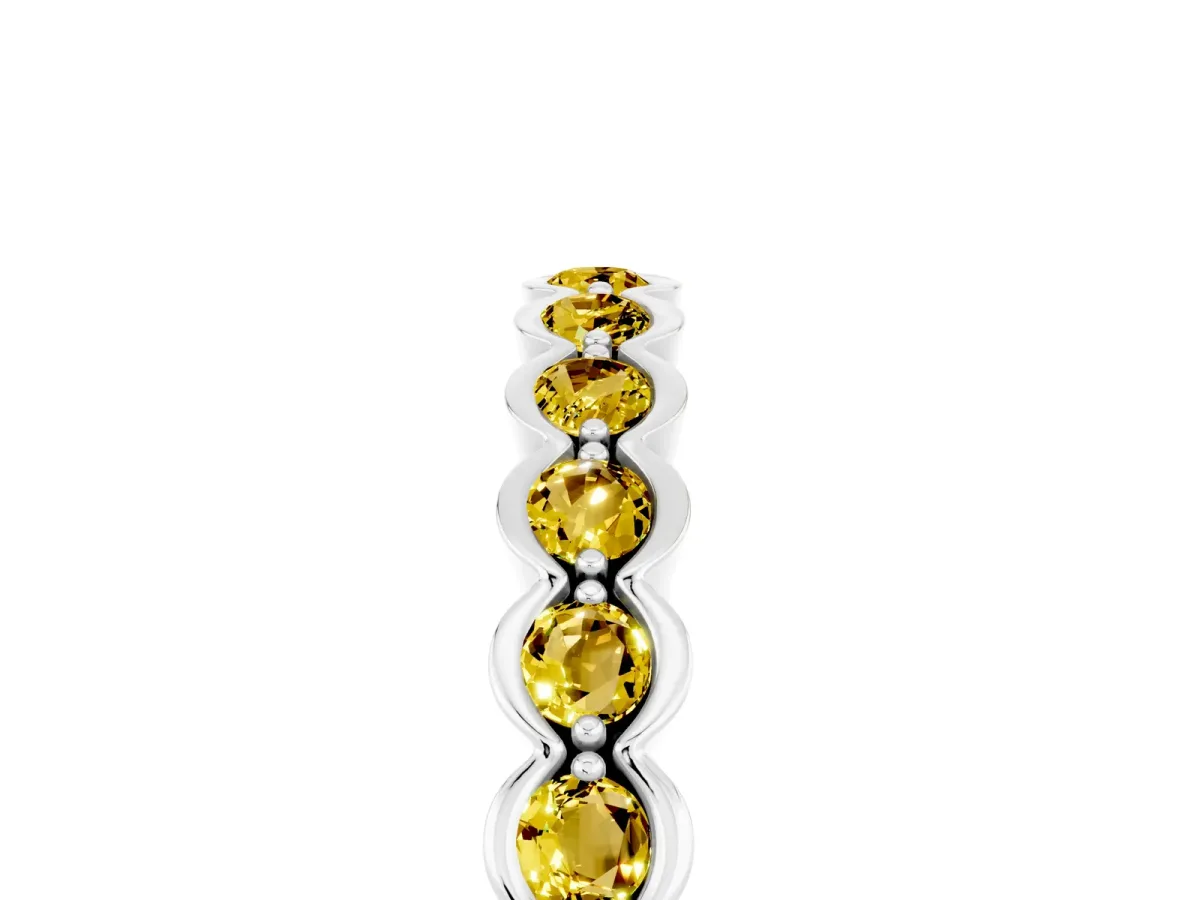 Round Yellow Sapphire Bezel Set Eternity Band Platinum