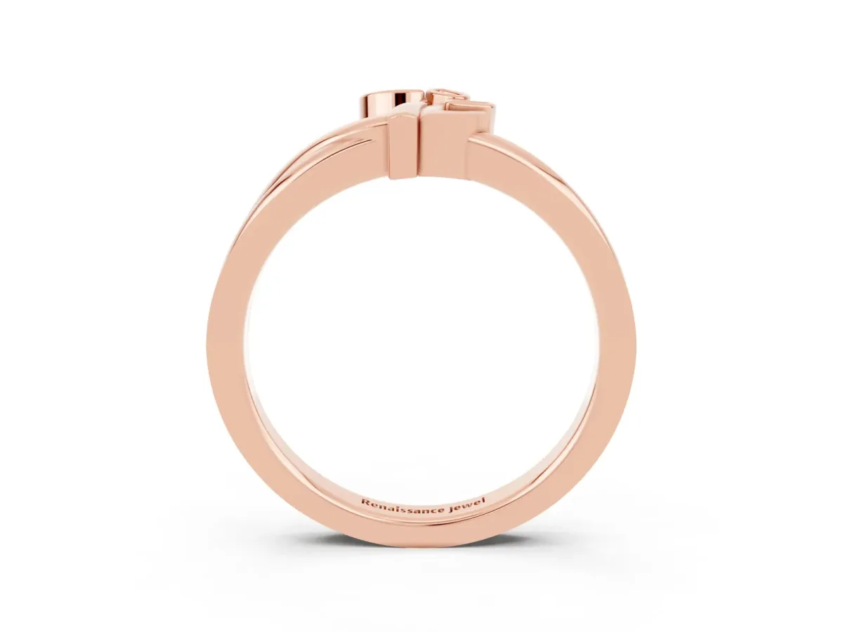 Three-Stone Round Yellow Sapphire Leaf Bypass Ring with Bezel Setting Rose gold