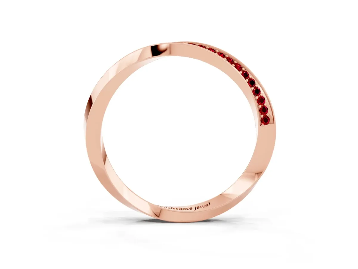 Pavé Round Ruby Twist Band Rose gold