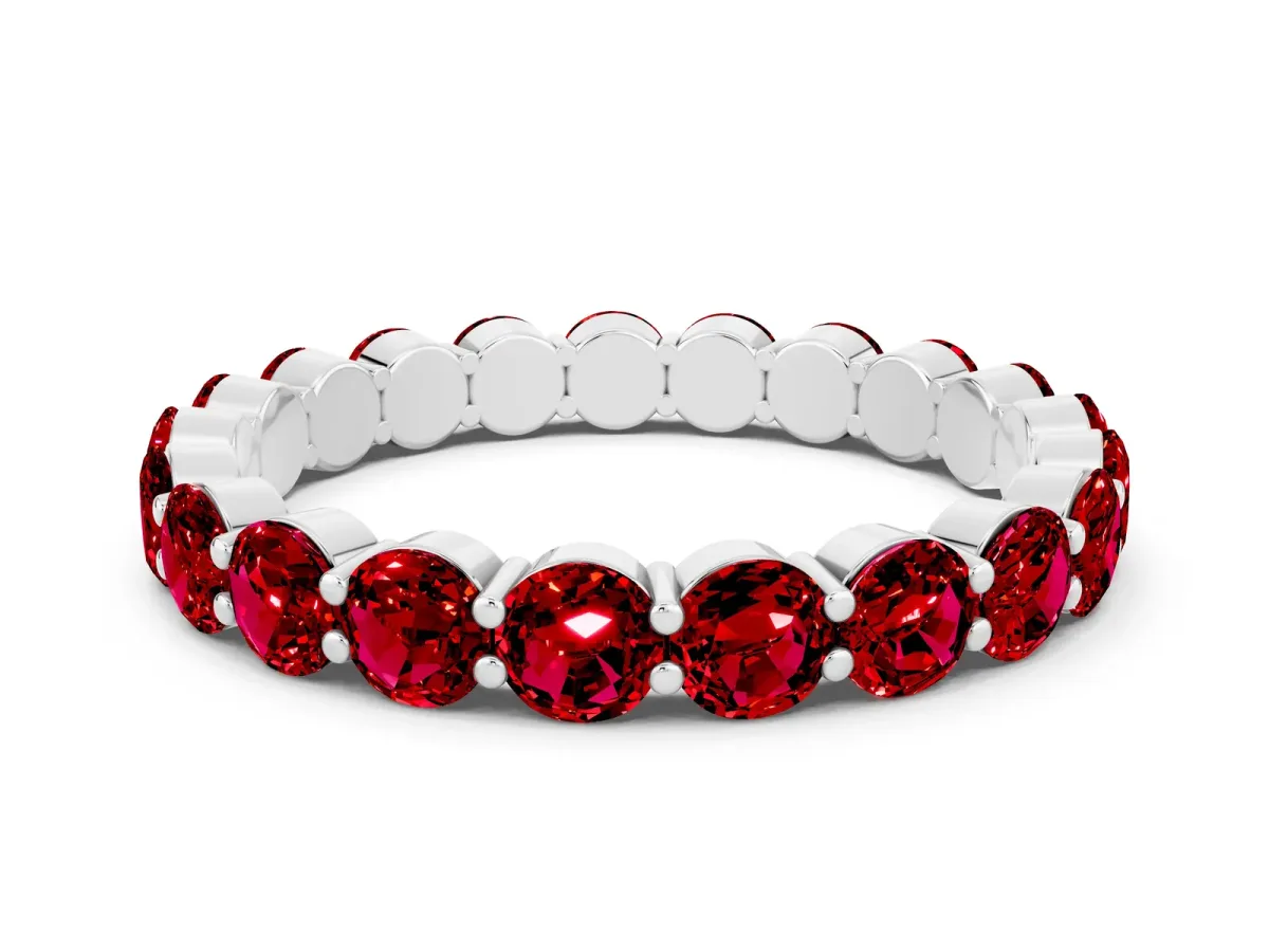 Round Ruby Eternity Band with U-Prong Setting Silver