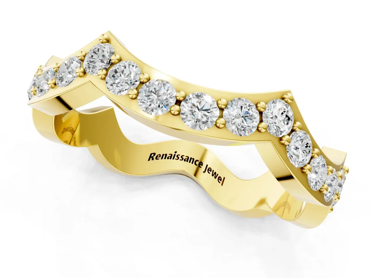 Round Diamond Pavé Zigzag Eternity Band Yellow gold