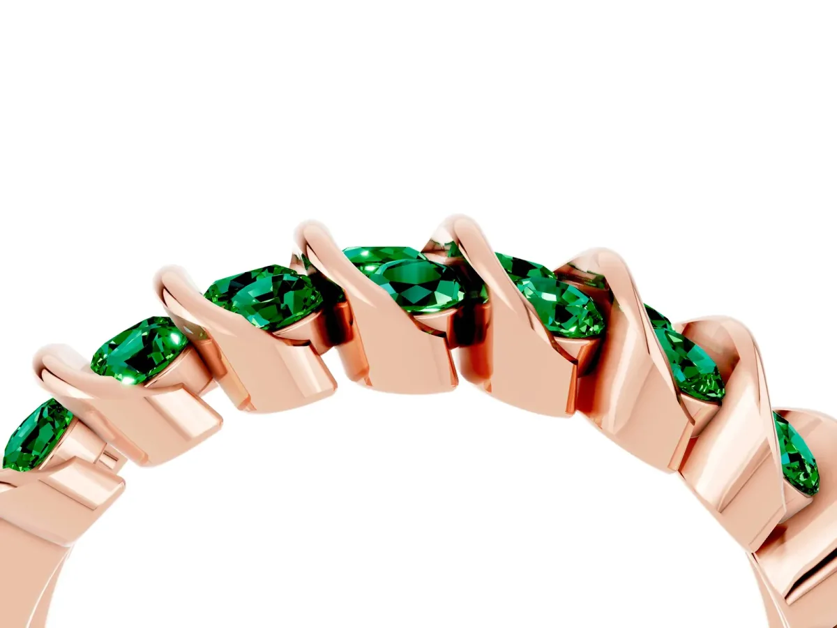 Channel Set Round Emerald Multi-Row Band Rose gold