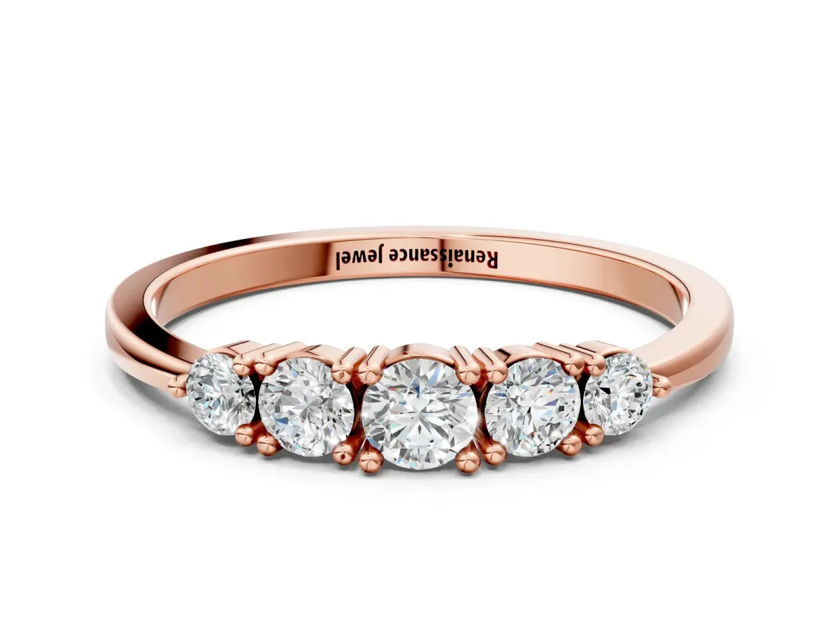 Round Brilliant Diamond Half-Eternity Band with Prong Setting Rose gold