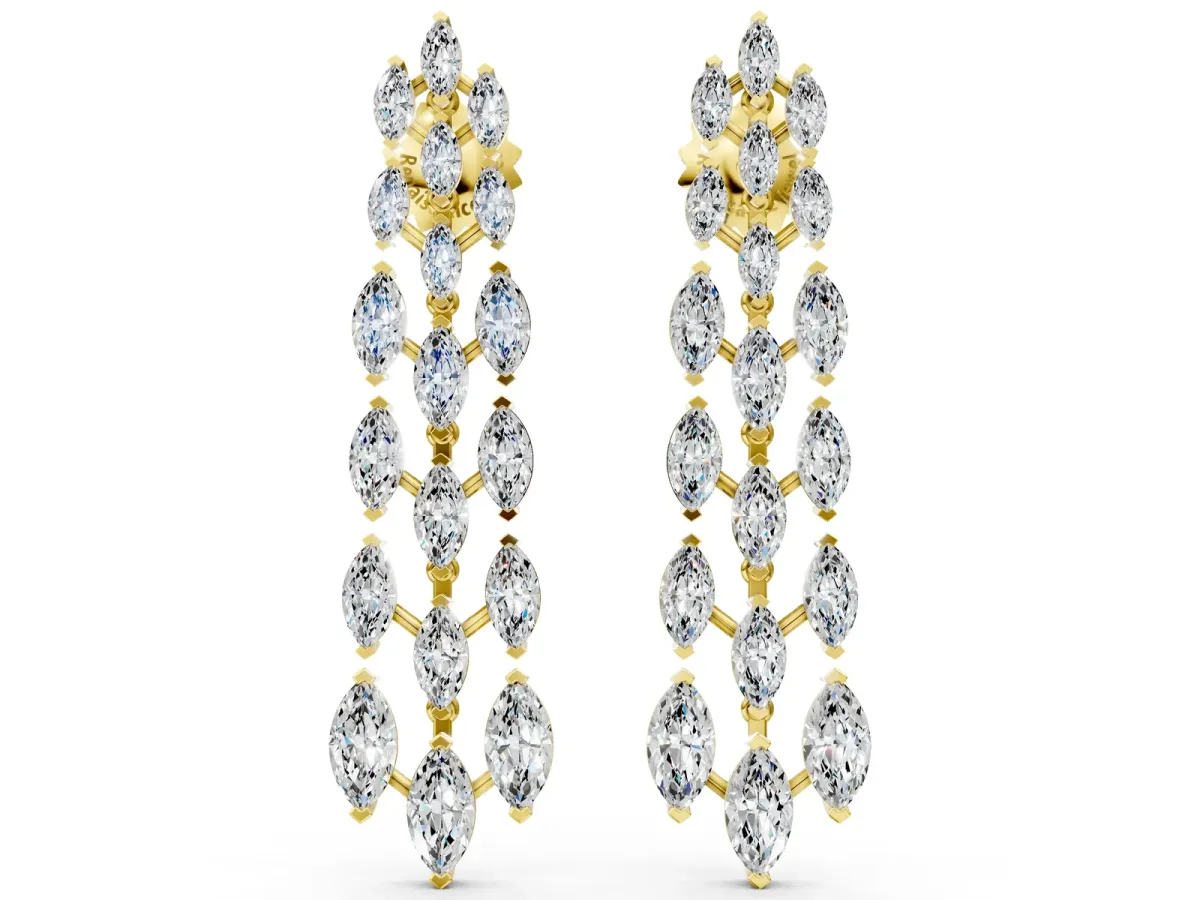 Marquise Diamond Linear Drop Earrings Yellow gold