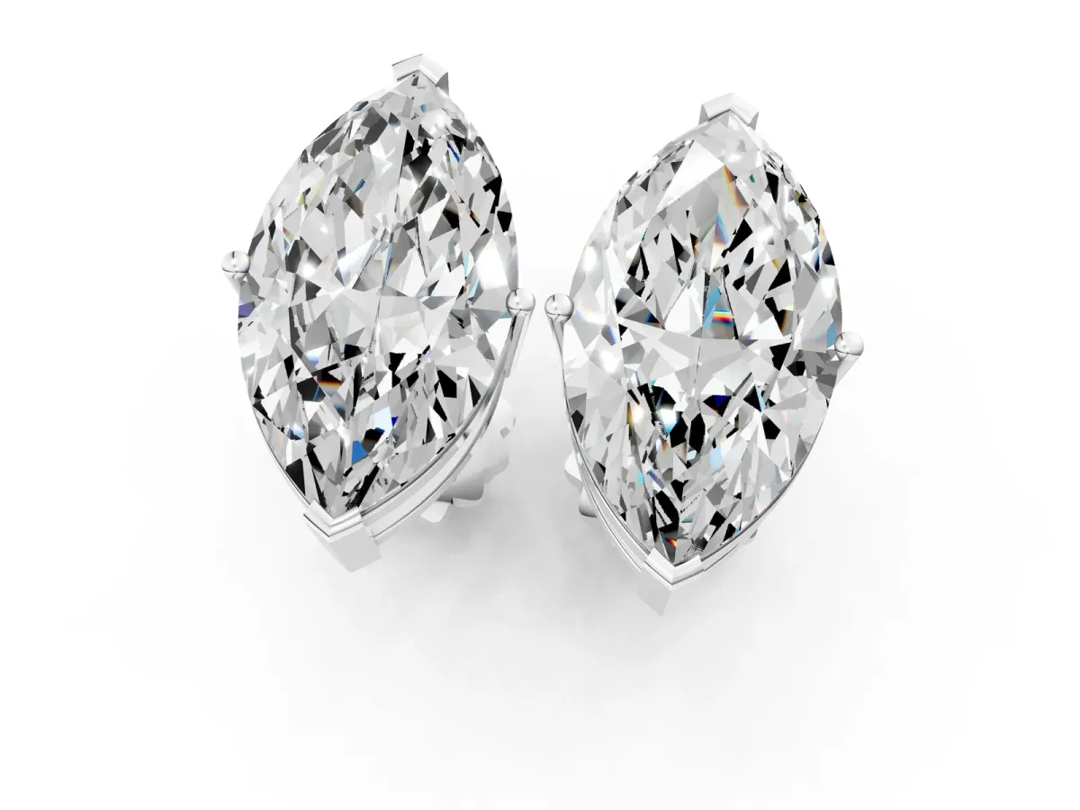 Marquise Cut Diamond Stud Earrings Silver