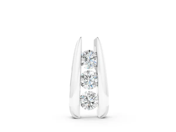 Vertical Channel Set Round Diamond Pendant White gold
