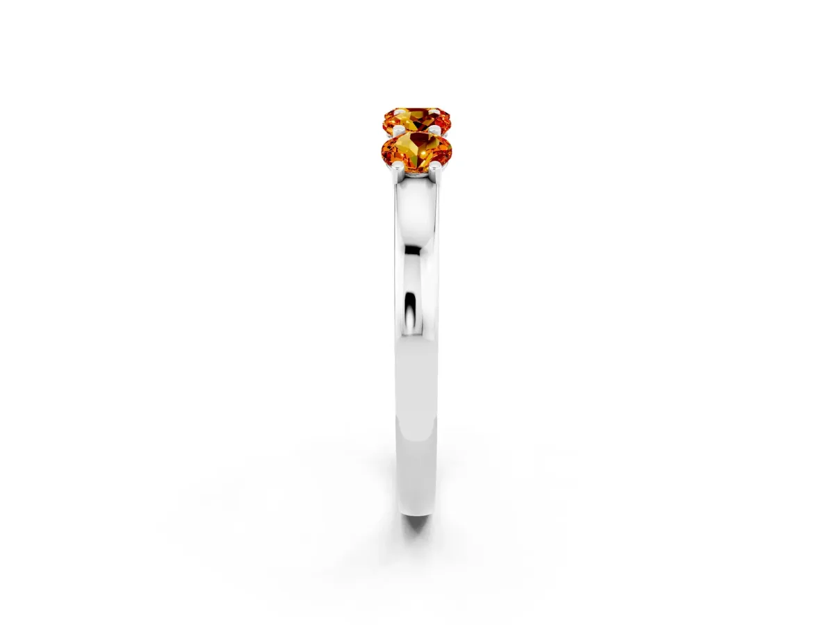 Four-Stone Round Citrine Prong-Set Band Platinum