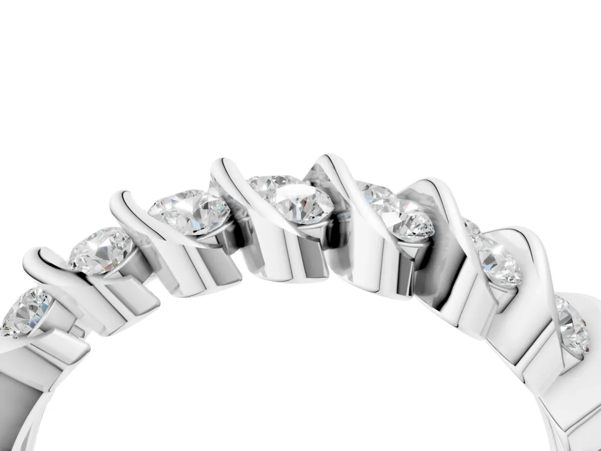 Channel Set Round Diamond Multi-Row Band White gold