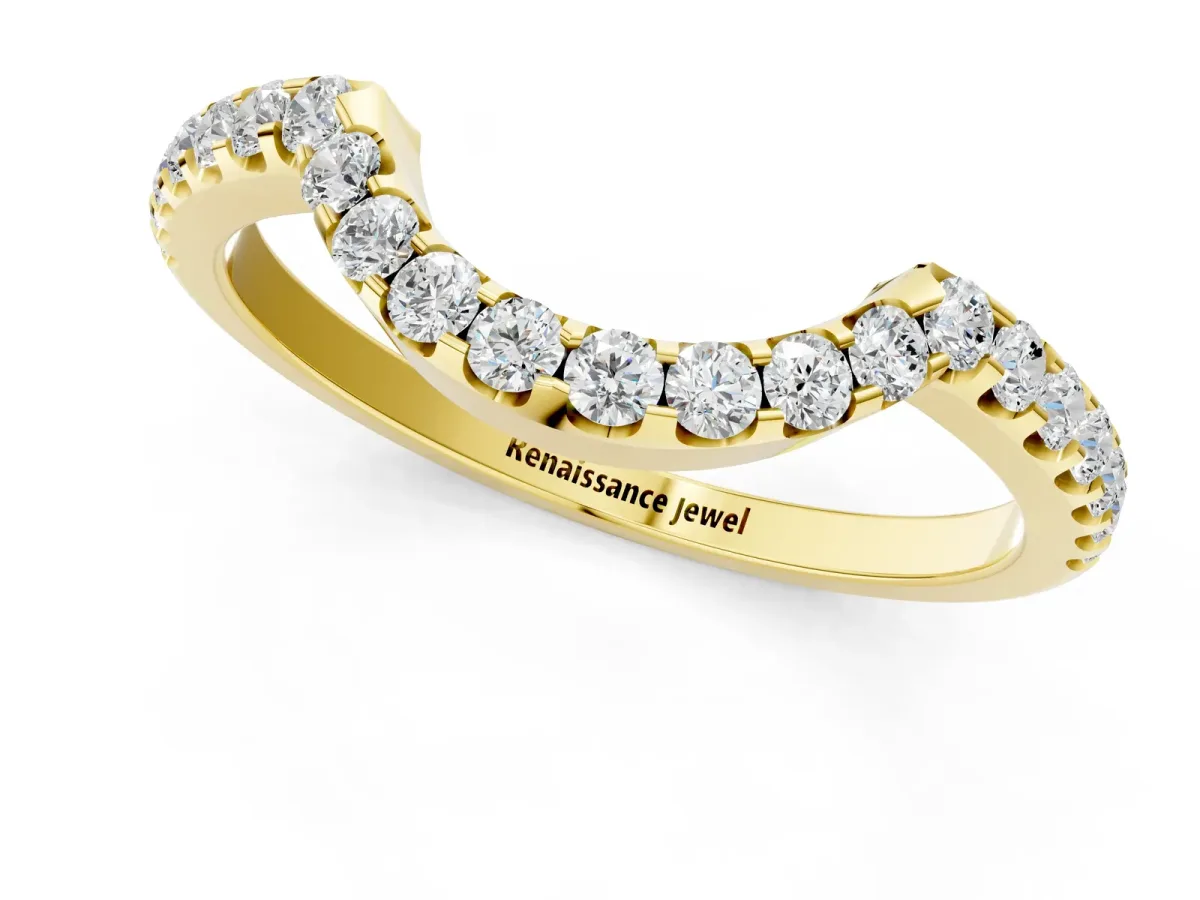 Round Diamond Pavé Curved Eternity Band Yellow gold