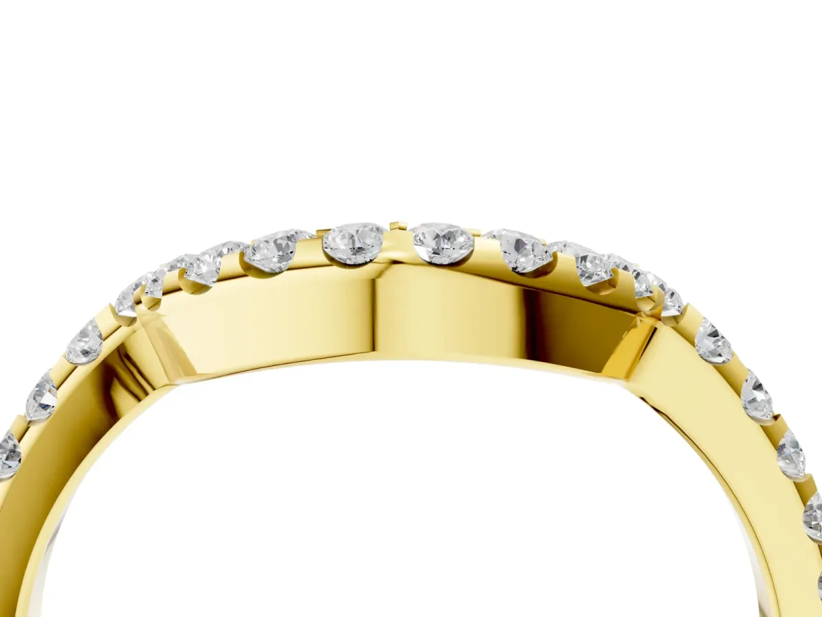 Round Diamond Pavé Curved Eternity Band Yellow gold