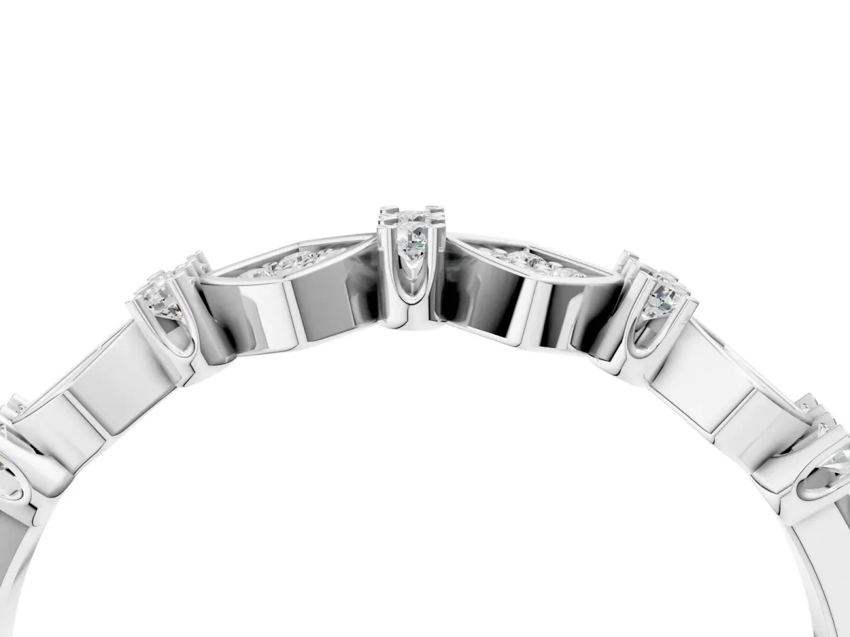 Pavé Cushion Diamond Cluster Eternity Band with Prong Setting Platinum